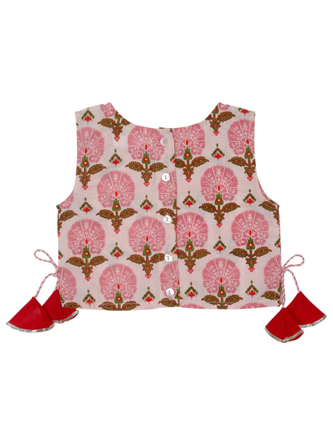 Saka Designs Girls Printed Cotton Lehenga Choli - Pink
