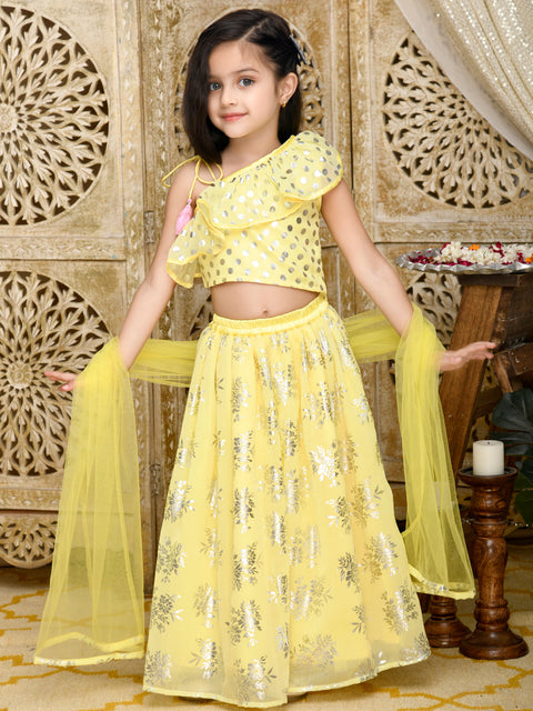 Saka Designs Girl Yellow Lehenga Choli With Dupatta