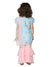 Saka Designs Pastel Flowery Print Blue Kurta With Baby Pink Sharara Set