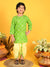 Saka Designs Boys Green Bandhani Printed Cotton Kurta with off-white Dhoti