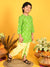 Saka Designs Boys Green Bandhani Printed Cotton Kurta with off-white Dhoti
