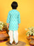 Saka Designs Boys Blue Leaf Printed Cotton Kurta with off-white Dhoti