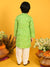 Saka Designs Boys Green Bandhani Printed Cotton Kurta with off-white Paijama